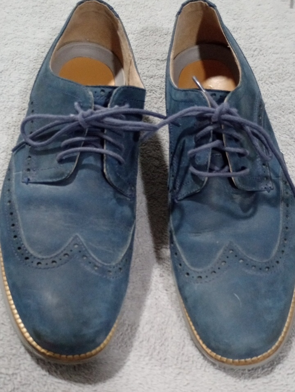 Cole Haan Blue Leather Wingtip Derby Shoes